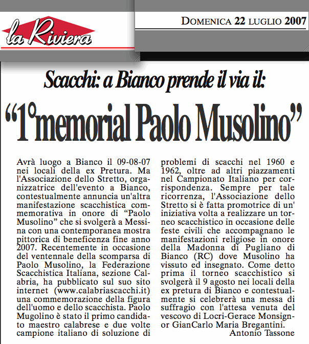 Rassegna stampa del I Memorial (2007)